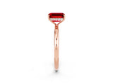 Rose gold Emerald Cut Ruby Solitaire Ring with Thin Band and Four-Prong Setting_14