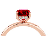 Rose gold Emerald Cut Ruby Solitaire Ring with Thin Band and Four-Prong Setting_16