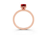 Rose gold Emerald Cut Ruby Solitaire Ring with Thin Band and Prong Setting_15