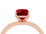 Rose gold Emerald Cut Ruby Solitaire Ring with Thin Band and Prong Setting_16