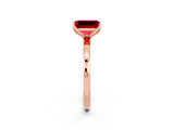 Rose gold Emerald Cut Ruby Solitaire Ring with Thin Band and Prong Setting_26