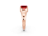 Rose gold Emerald Cut Ruby Solitaire Ring with Wide Band and Prong Setting_2