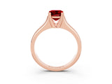 Rose gold Emerald Cut Ruby Solitaire Ring with Wide Band and Prong Setting_3