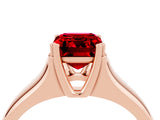 Rose gold Emerald Cut Ruby Solitaire Ring with Wide Band and Prong Setting_4