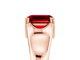 Rose gold Emerald Cut Ruby Solitaire Ring with Wide Band and Prong Setting_5