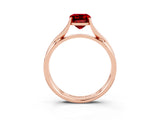 Rose gold Emerald Cut Ruby Solitaire Twist Band Prong Setting Ring_51