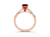 Rose gold Emerald Cut Ruby Solitaire with Side Baguettes and Channel Set Band_3
