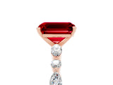 Rose gold Emerald Cut Ruby Solitaire with Side Stones on a Pavé Band and Four-Prong Setting_5
