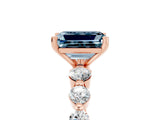 Rose gold Emerald Cut Solitaire Aquamarine Ring with Pave Band and Four-Prong Setting_5