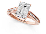 Rose gold Emerald Cut Solitaire Cathedral Diamond Engagement Ring with Channel-Set Band and Four-Prong Setting_4