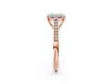 Rose gold Emerald Cut Solitaire Cathedral Diamond Engagement Ring with Channel-Set Band and Four-Prong Setting_5