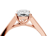 Rose gold Emerald Cut Solitaire Cathedral Diamond Engagement Ring with Channel-Set Band and Four-Prong Setting_7
