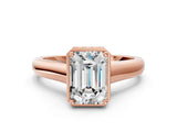 Rose gold Emerald Cut Solitaire Diamond Engagement Ring with Four-Prong Setting and Tapered Band_3