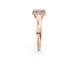 Rose gold Emerald Cut Solitaire Diamond Engagement Ring with Four-Prong Setting and Tapered Band_5