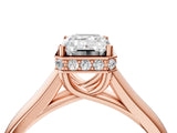 Rose gold Emerald Cut Solitaire Diamond Engagement Ring with Four-Prong Setting and Tapered Band_7