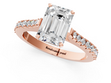 Rose gold Emerald Cut Solitaire Diamond Engagement Ring with Pave Band and Four-Prong Setting_165