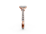 Rose gold Emerald Cut Solitaire Diamond Engagement Ring with Pave Band and Four-Prong Setting_166