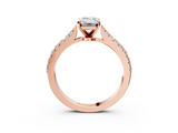Rose gold Emerald Cut Solitaire Diamond Engagement Ring with Pave Band and Four-Prong Setting_167
