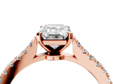 Rose gold Emerald Cut Solitaire Diamond Engagement Ring with Pave Band and Four-Prong Setting_168