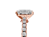 Rose gold Emerald Cut Solitaire Diamond Engagement Ring with Pave Band and Four-Prong Setting_169