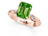 Rose gold Emerald Cut Solitaire Diamond Engagement Ring with Twisted Pave Band and Four-Prong Setting_1