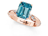 Rose gold Emerald Cut Solitaire Diamond Engagement Ring with Twisted Pave Band and Four-Prong Setting_1