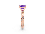 Rose gold Emerald Cut Solitaire Diamond Engagement Ring with Twisted Pave Band and Four-Prong Setting_2