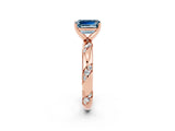 Rose gold Emerald Cut Solitaire Diamond Engagement Ring with Twisted Pave Band and Four-Prong Setting_2