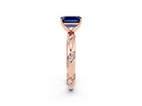Rose gold Emerald Cut Solitaire Diamond Engagement Ring with Twisted Pave Band and Four-Prong Setting_2