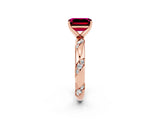 Rose gold Emerald Cut Solitaire Diamond Engagement Ring with Twisted Pave Band and Four-Prong Setting_2