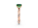 Rose gold Emerald Cut Solitaire Diamond Engagement Ring with Twisted Pave Band and Four-Prong Setting_2