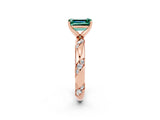 Rose gold Emerald Cut Solitaire Diamond Engagement Ring with Twisted Pave Band and Four-Prong Setting_2