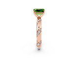 Rose gold Emerald Cut Solitaire Diamond Engagement Ring with Twisted Pave Band and Four-Prong Setting_2