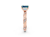 Rose gold Emerald Cut Solitaire Diamond Engagement Ring with Twisted Pave Band and Four-Prong Setting_2