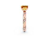 Rose gold Emerald Cut Solitaire Diamond Engagement Ring with Twisted Pave Band and Four-Prong Setting_2