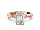 Rose gold Emerald Cut Solitaire Diamond Engagement Ring with Twisted Pave Band and Four-Prong Setting_3