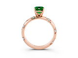 Rose gold Emerald Cut Solitaire Diamond Engagement Ring with Twisted Pave Band and Four-Prong Setting_3