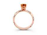 Rose gold Emerald Cut Solitaire Diamond Engagement Ring with Twisted Pave Band and Four-Prong Setting_3