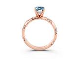 Rose gold Emerald Cut Solitaire Diamond Engagement Ring with Twisted Pave Band and Four-Prong Setting_3