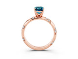 Rose gold Emerald Cut Solitaire Diamond Engagement Ring with Twisted Pave Band and Four-Prong Setting_3