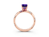 Rose gold Emerald Cut Solitaire Diamond Engagement Ring with Twisted Pave Band and Four-Prong Setting_3