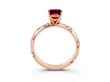 Rose gold Emerald Cut Solitaire Diamond Engagement Ring with Twisted Pave Band and Four-Prong Setting_3