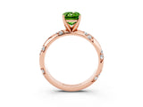 Rose gold Emerald Cut Solitaire Diamond Engagement Ring with Twisted Pave Band and Four-Prong Setting_3