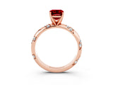 Rose gold Emerald Cut Solitaire Diamond Engagement Ring with Twisted Pave Band and Four-Prong Setting_3