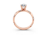 Rose gold Emerald Cut Solitaire Diamond Engagement Ring with Twisted Pave Band and Four-Prong Setting_3