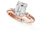 Rose gold Emerald Cut Solitaire Diamond Engagement Ring with Twisted Pave Band and Four-Prong Setting_4