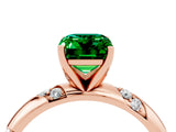 Rose gold Emerald Cut Solitaire Diamond Engagement Ring with Twisted Pave Band and Four-Prong Setting_4
