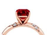 Rose gold Emerald Cut Solitaire Diamond Engagement Ring with Twisted Pave Band and Four-Prong Setting_4