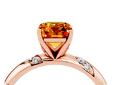Rose gold Emerald Cut Solitaire Diamond Engagement Ring with Twisted Pave Band and Four-Prong Setting_4