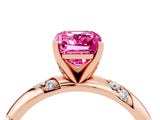 Rose gold Emerald Cut Solitaire Diamond Engagement Ring with Twisted Pave Band and Four-Prong Setting_4